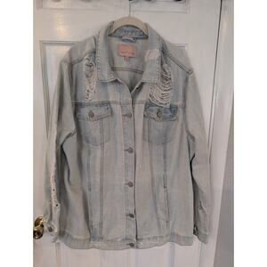 Gibson Latimer| Oversized Distressed Denim Jacket | Size XL